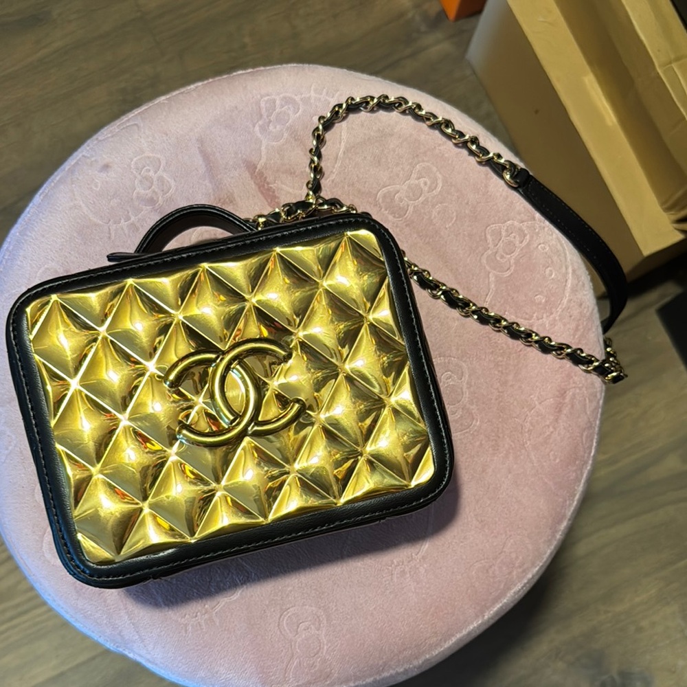 COPY - Chanel Gold and Black Quilted Women's Bag